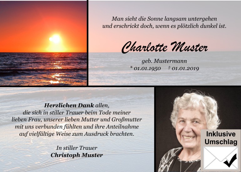 Danksagungen Trauer,