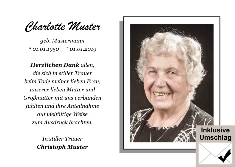Danksagungen Trauer,