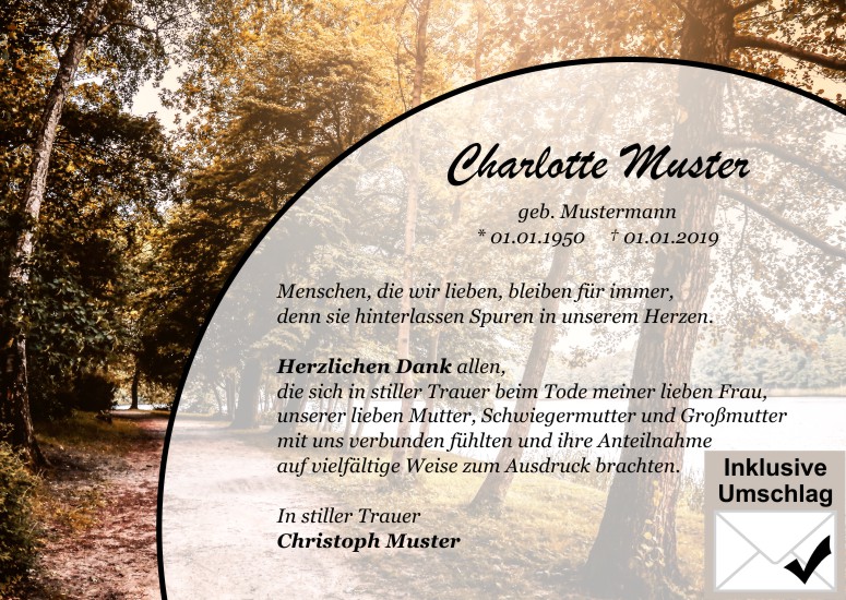 Danksagungen Trauer,