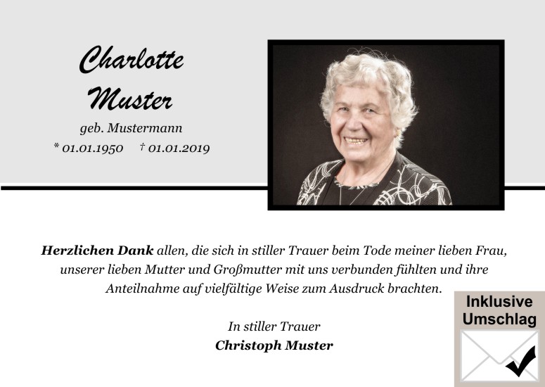 Danksagungen Trauer,