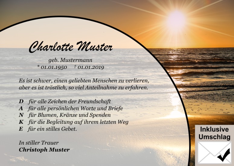 Danksagungen Trauer,