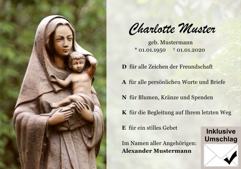  Danksagungskarten Trauer