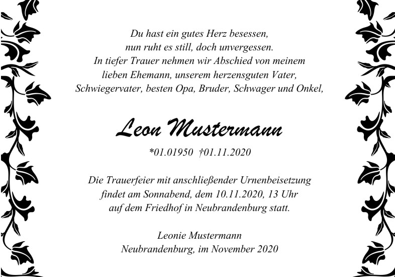  Danksagungskarten Trauer