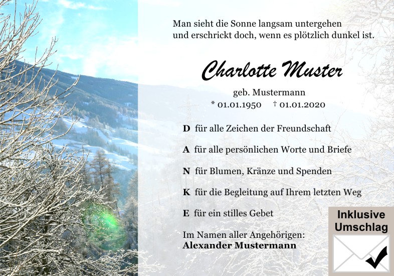 Danksagungskarten Trauer