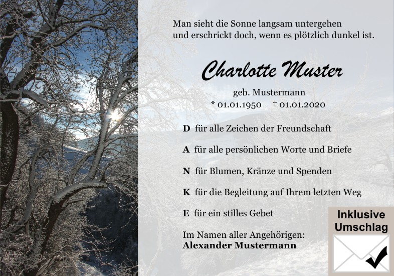  Danksagungskarten Trauer