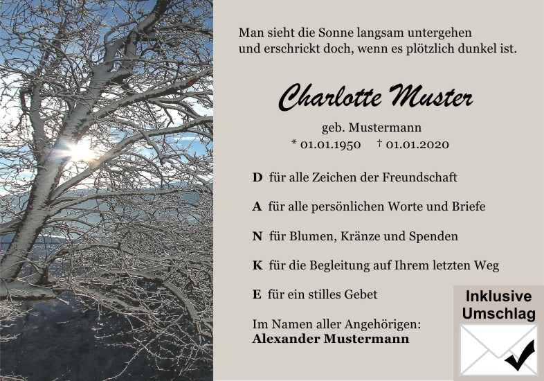  Danksagungskarten Trauer