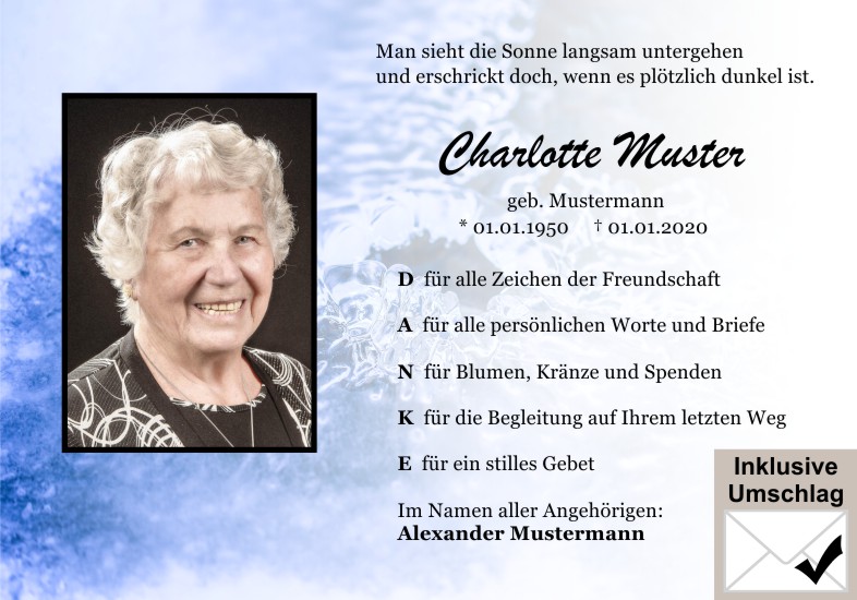  Danksagungskarten Trauer