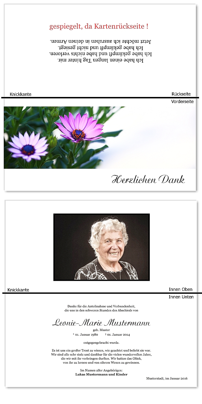  Danksagungskarten Trauer