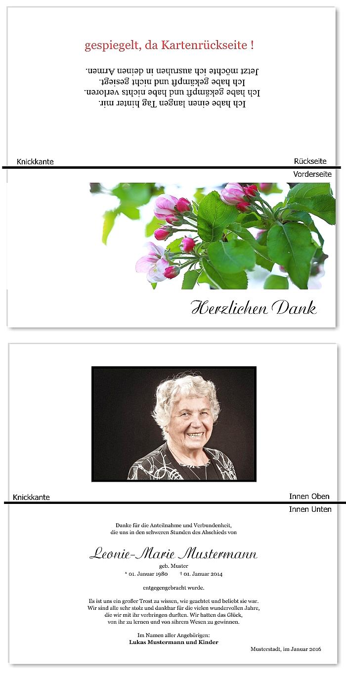  Danksagungskarten Trauer