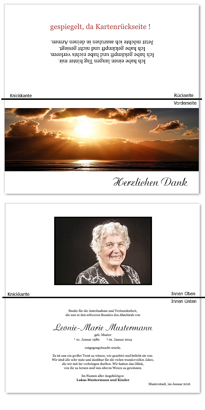  Danksagungskarten Trauer