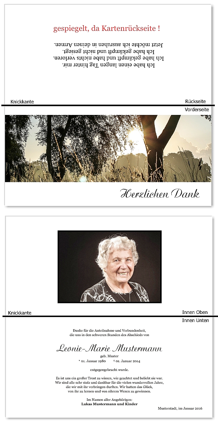  Danksagungskarten Trauer