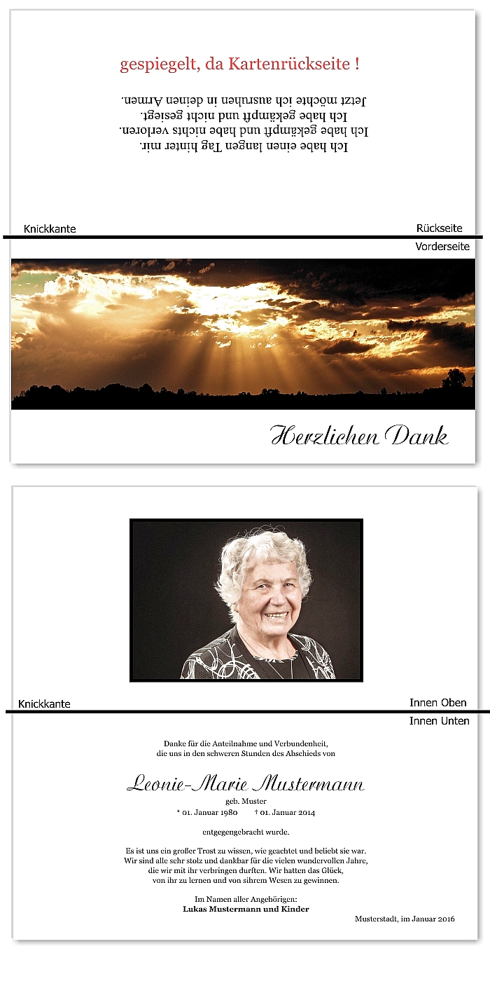  Danksagungskarten Trauer