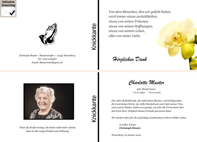  Danksagungskarten Trauer