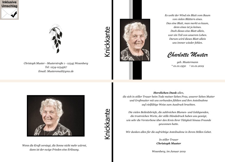  Danksagungskarten Trauer