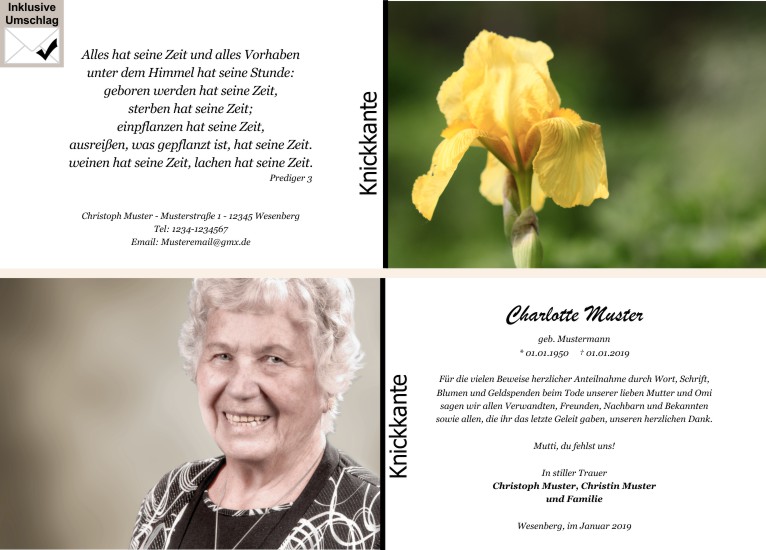  Danksagungskarten Trauer