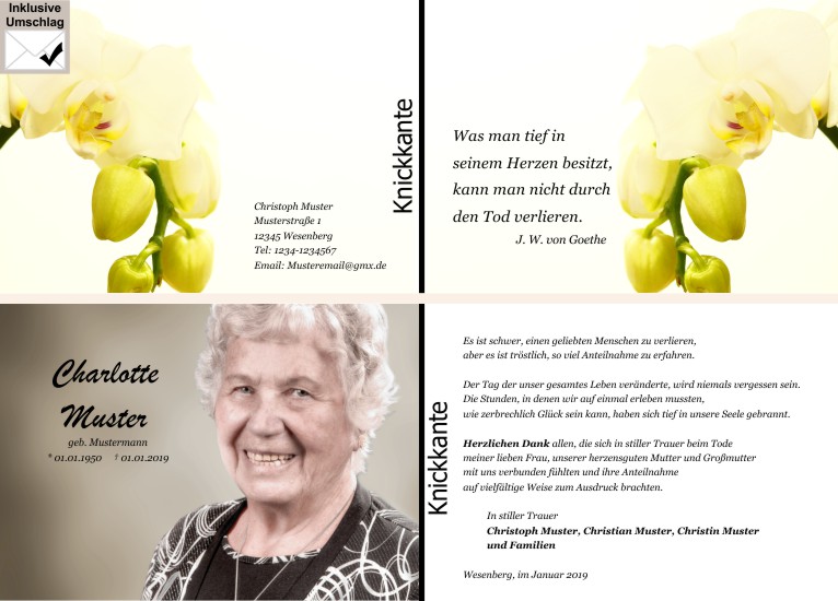  Danksagungskarten Trauer