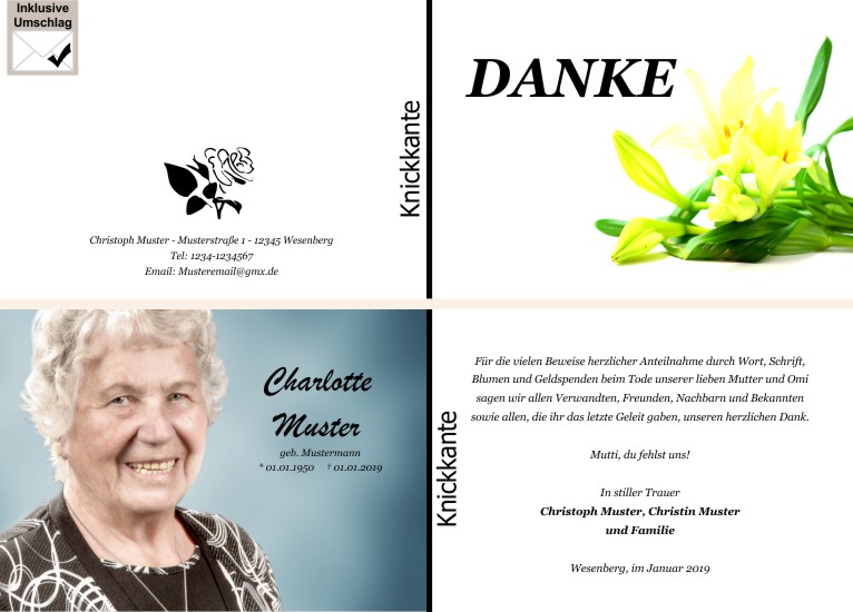  Danksagungskarten Trauer