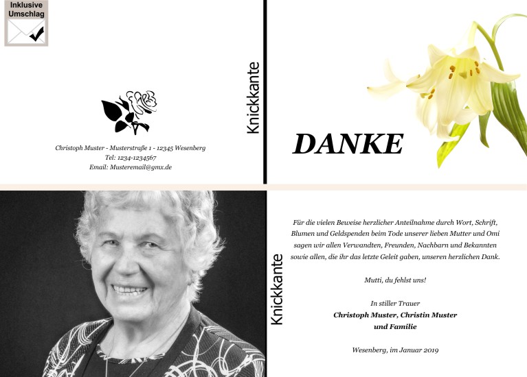  Danksagungskarten Trauer
