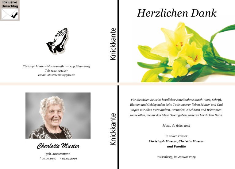  Danksagungskarten Trauer