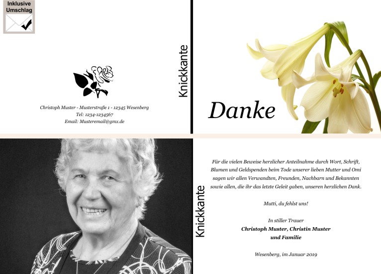  Danksagungskarten Trauer