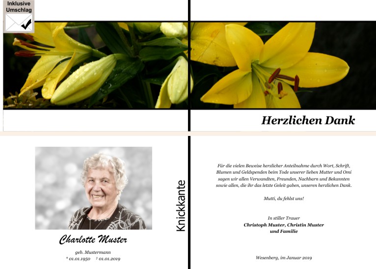 Danksagungskarten Trauer