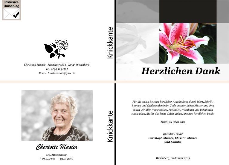 Danksagungskarten Trauer