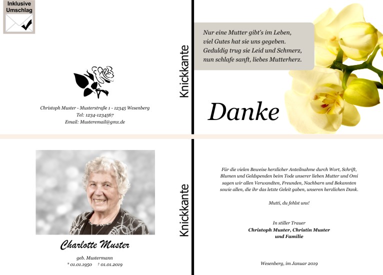  Danksagungskarten Trauer