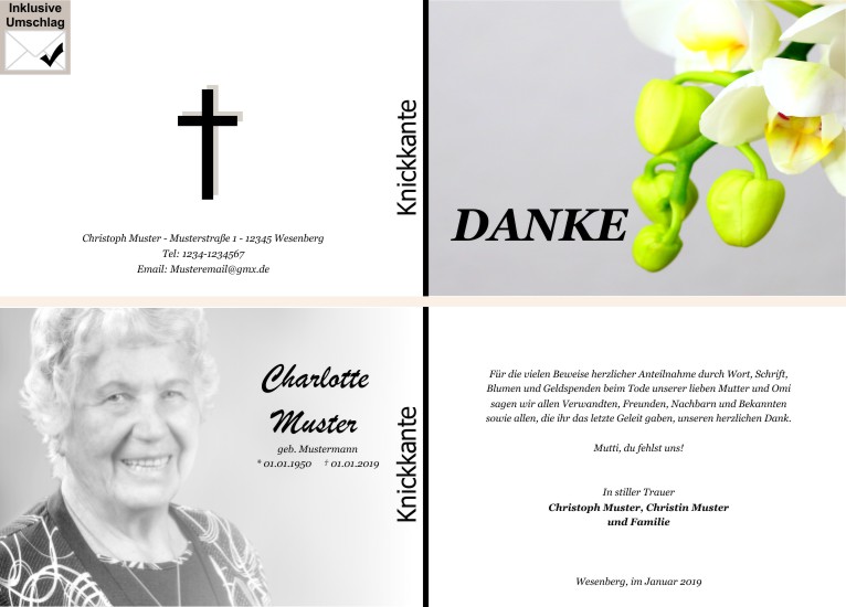  Danksagungskarten Trauer