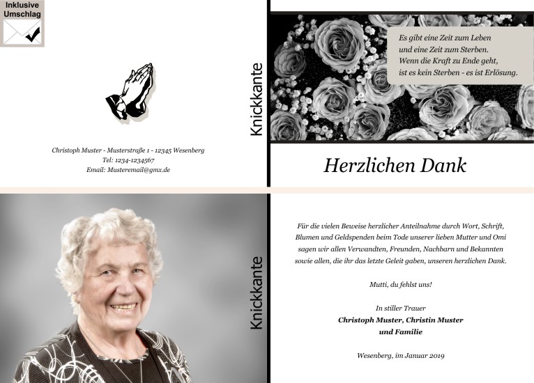  Danksagungskarten Trauer