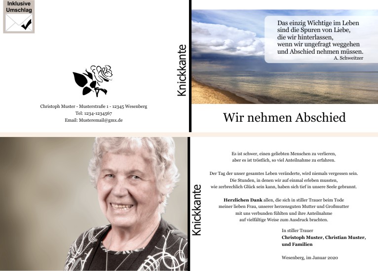  Danksagungskarten Trauer