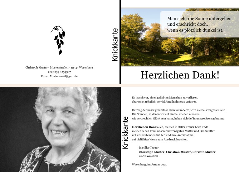  Danksagungskarten Trauer