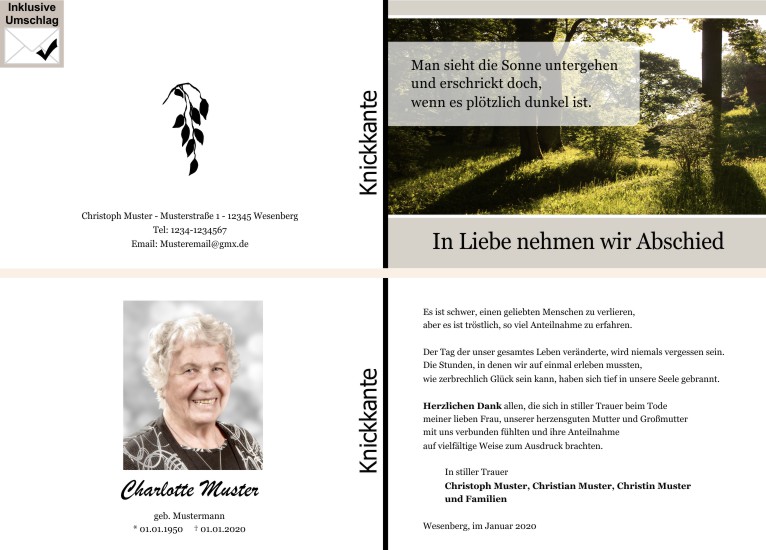  Danksagungskarten Trauer