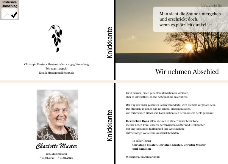  Danksagungskarten Trauer