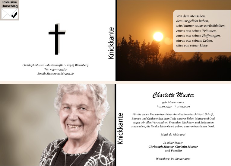  Danksagungskarten Trauer