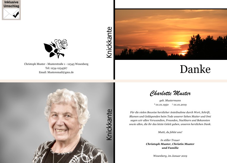  Danksagungskarten Trauer