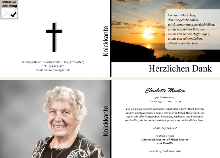  Danksagungskarten Trauer