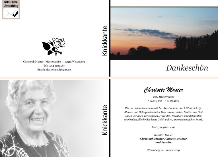  Danksagungskarten Trauer