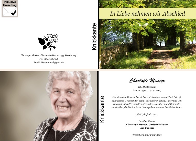  Danksagungskarten Trauer