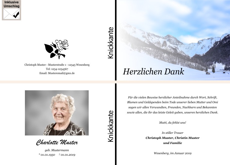  Danksagungskarten Trauer
