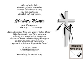 Persönliche Dankkarten nach Todesfall. 