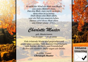 Persönliche Dankeskarten nach Tod. 