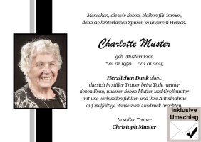 Persönliche Dankkarten nach Todesfall. 