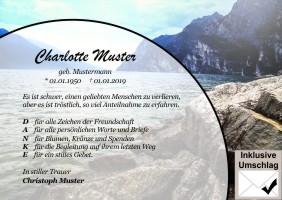 Dankkarten nach Tod. 