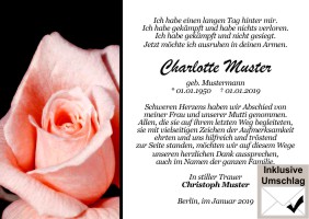 Danksagungen nach Trauerfall. 