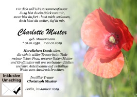 Danksagungen nach Beerdigung. 