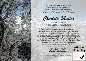 Persönliche Danksagungskarten nach Sterbefall. 
