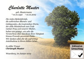 Persönliche Dankeskarten nach Beerdigung. 
