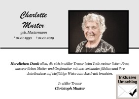 Persönliche Dankeskarten nach Begräbnis. 