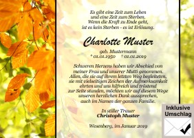 Persönliche Dankeskarten nach Tod. 