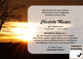 Persönliche Dankkarten nach Trauerfall. 